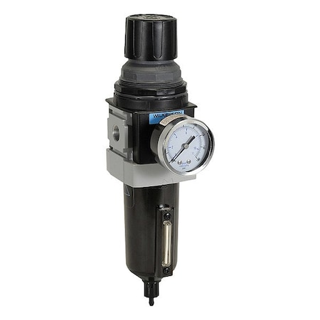 Wilkerson Filter/Regulator, Aluminum, Manual Drain B28-04-FLG0B