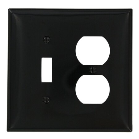 Leviton Combination Wallplate, Midway Size, Gang 2, Black PJ18-E