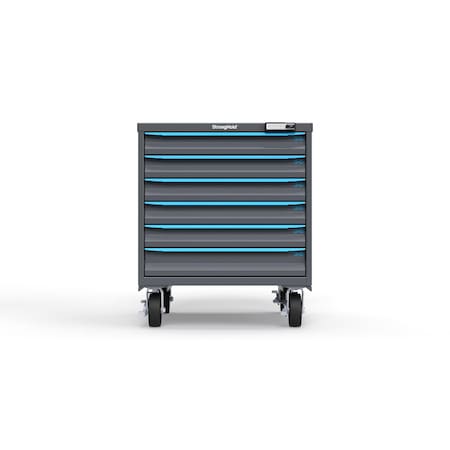 Strong Hold 6 drawer cabinet - (5x 3in, 1x 4in) - Blue accents - E-Lock w/ Tracking S3036-PCTAS-0602FS