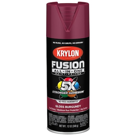 Fusion All-In-One 12 Oz Krylon Burgundy Paint & Primer Spray Paint, Gloss K02704007