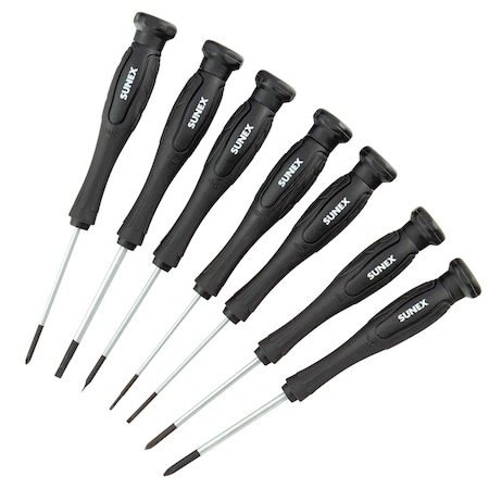 Sunex Precision Phillips & Slotted 7 Piece Screwdriver Set In Eva Foam SXPSD7