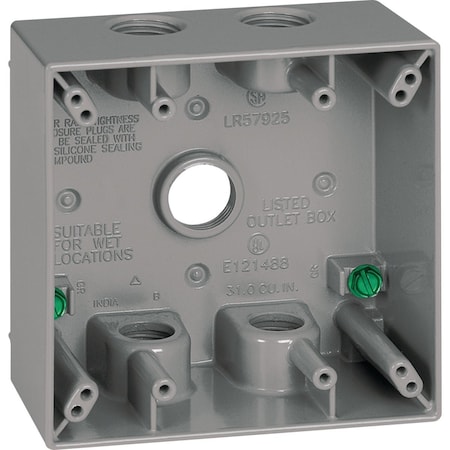 Southwire Dual Gang 1/2'' 5-Hole Gray Weatherproof Junction Box WB2550-UPC