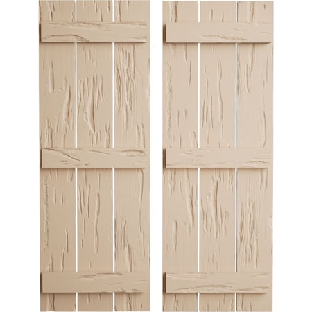 Ekena Millwork Rustic Three Board Spaced Board-n-Batten Pecky Cypress Faux Wood Shutters, 17 1/2"W x 68"H SHUBSS17X68PCPR