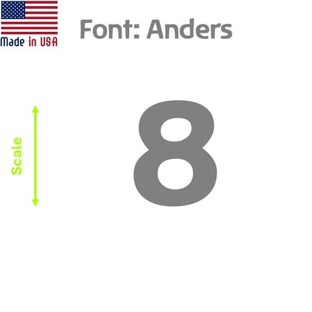 Aacc Self-Adhesive Vinyl Number: 8, Size: 5 cm. Color: Gray Font: Anders, 24PK AACC-Anders-N8-Gray-M5x24