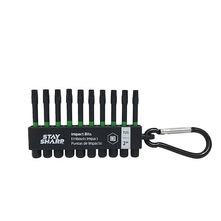 Stay Sharp 2 in. T25 Torsion Impact Bit Clip TorProfessional Screwdriver Bit, Recyclable, 10PK 75250