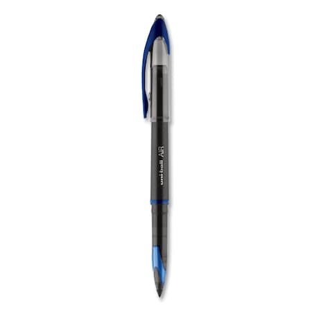 Uniball AIR Porous Gel Pen, Stick, Medium 0.7 mm, Blue Ink, Black/Blue Barrel, 3PK 1926810