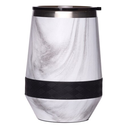 Elemental Recess Series Stainless Steel 10oz Insulated Stemless Wine Tumbler, White Marble EWT10MB6