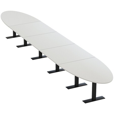 Skutchi Designs 22ft Conference Table With Power Unit | 20 Person Modular Oval Meeting Table | Harmony Series HAR-OVL-48X264-T.BK-U779-NA