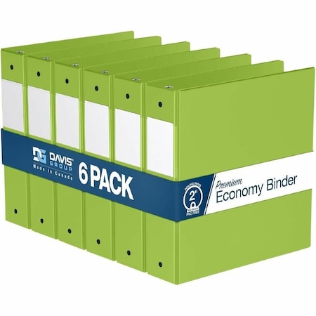 Davis Group Premium Economy, Round Ring, Binder, (Lime Green, 2"), PK6 2313-24-06