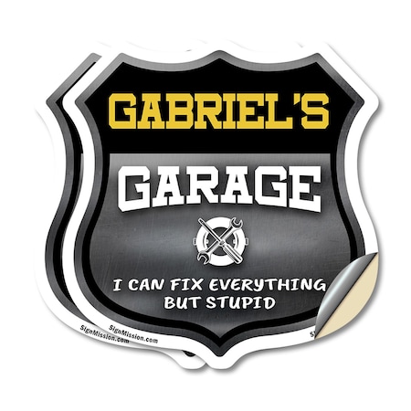 Signmission Gabriel's Garage I Can Fix Everything But Stupid, 6 inch X 6 inch, Vinyl Decal, 2PK SHI-D-2PACK-6-490-GABRIEL