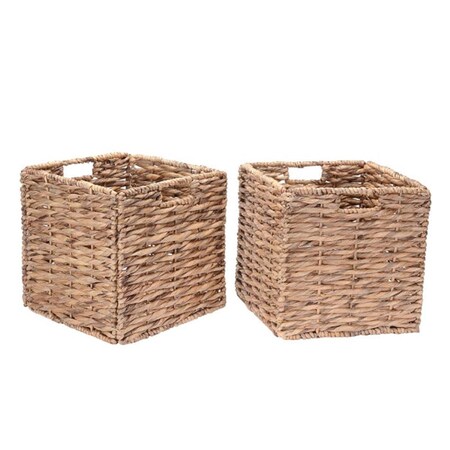 Kd 12 in. Square Handmade Twisted Wicker Storage Bin - Set of 2 KD3239806