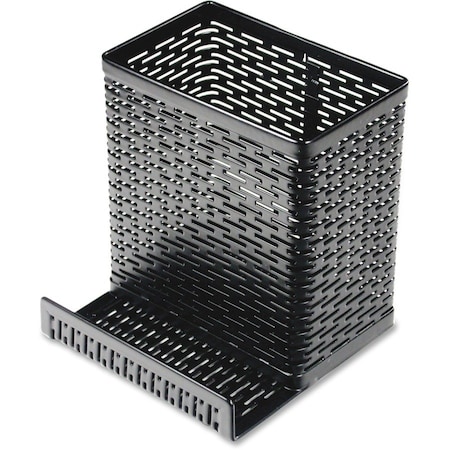 Artistic Punched Metal Pencil CupCell Phone Stand, Black AOPART20014