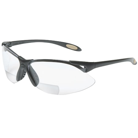 Uvex Semi-Rimless Readers w/Black Frame, Clear Lens and Anti-Scratch, Hard Coating, +2.00 Diopter A951