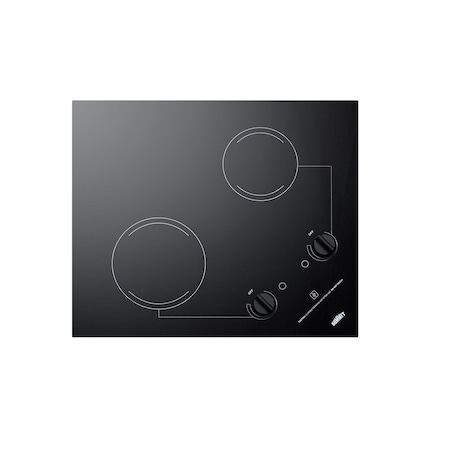 Summit 21" Wide 230V 2-Burner Radiant Cooktop CR2B223G