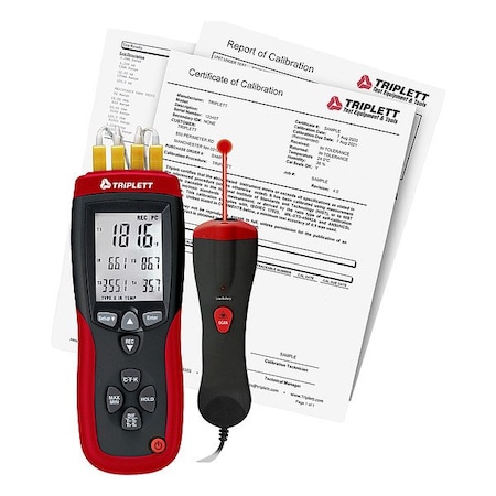 Triplett Thermometer, LCD, 2 in, Thermocouple TMP74-NIST