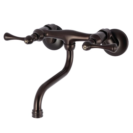 Kingston Brass Double-Handle Wall Mount Bathroom Faucet, Oil Rubbed Bronze KS316ORB