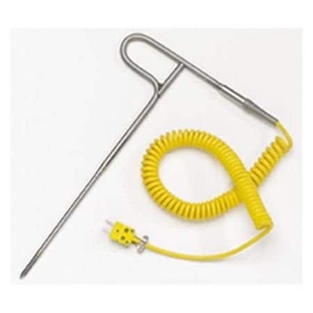 Omega Thermocouple Penetration Probe, T-Handle, Heavy Duty, T Type, 1/4 " Probe, 8 " Wire, 28 AWG, Ground 88313T