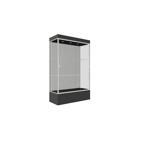 Ghent Lighted Floor Display Case 48x76x20, 12" Base, Satin 94LFHB-SN-BLK