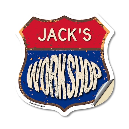 Signmission Jack's Workshop, 18 Inch X 18 Inch, Vinyl Decal SHI-D-18-489-JACK