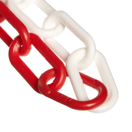 Mr. Chain 1.5" x 100' Red/White Plastic Safety Chain 30035-100