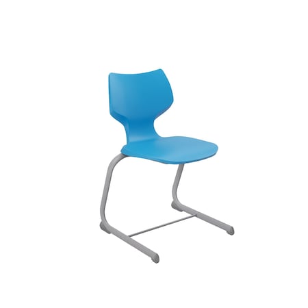 Flavors 18" Cantilever Chair, Platinum Frame, Nylon Glide, Cerulean 11879