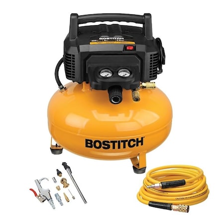 Bostitch Portable Electric Air Compressor Kit, Tool Only, 6 gal Tank, 1.1 hp, 120 V, 150 psi Pressure BXCM02012-WPK