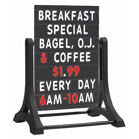 Aarco The Rocker Frameless Double Sided Sidewalk Sign w/ Black Changeable Letterboard, 36''H x 24''W ROC-5