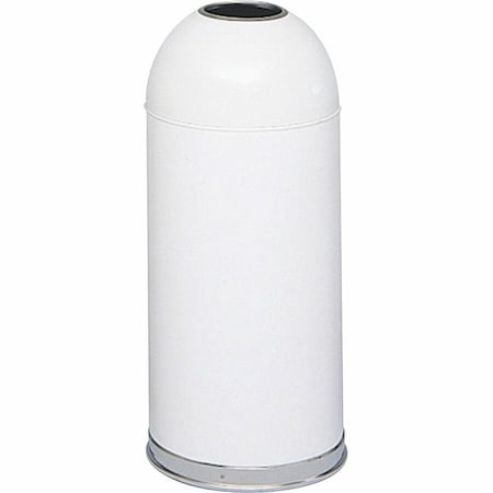 Safco 15 gal. Stainless Steel, Galvanized Steel Round Trash Can, White 9639WH