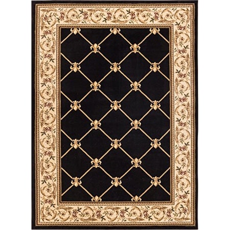Infinity Home 9 ft. 2 in. x 12 ft. 6 in. Timeless Fleur De Lis Area Rug - Black 36238