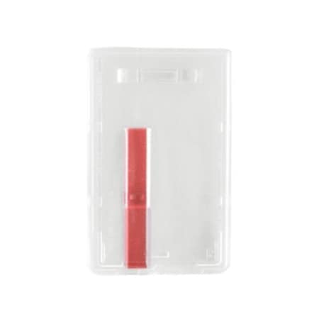 Brady BADGE HOLDER, 17S TRANSPARENT CLEAR, CARD DISPENSERS W/RED SLIDER 1840-6566