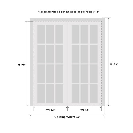Sartodoors Closet Bypass Interior Door, 84" x 96", White QUADRO4117DBD-WS-8496