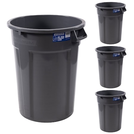 Magnum Tool 55 Gallon Trash Can, Construction Grade, Heavy Duty Plastic (4 Pack) CMTC-C000-55G04