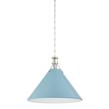 Hudson Valley Lighting Painted No. 2 Pendant in Polished Nickel/Blue Bird by Mark D. Sikes MDS352L-PN/BB