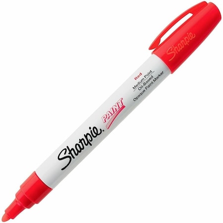 Sanford Sharpie Paint Marker, Oil-Based, Medium, Red Ink, 1 Each 35550