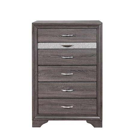 Homeroots 35" Grey Manufactured Wood Six Drawer Chest 478646
