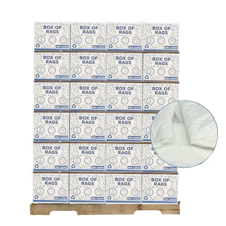 Supremeplus Recycled White Sheeting Cleaning Rags, 600 lbs. Pallet, 120 x 5 lbs. Boxes, 120PK SP-8582