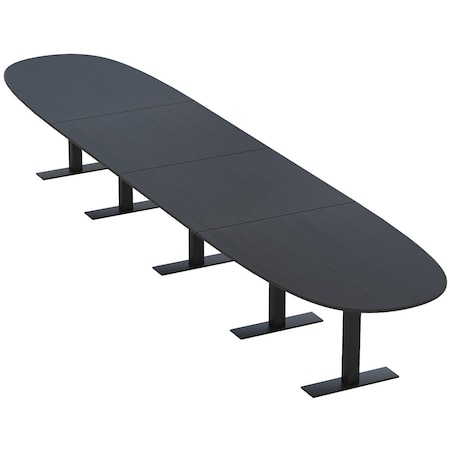 Skutchi Designs 18ft Conference Table With Power Unit | 18 Person Modular Boval Meeting Table | Harmony Series HAR-BOVL-48X216-T.BK-U999ST19-NA