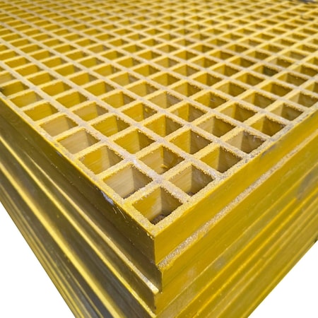 National Grating Molded Frp Grating, 4' X 8' X 1.5" Deep, 1.5" Mesh, Yellow, Polyester, Gritted M-1515-408-YEPE