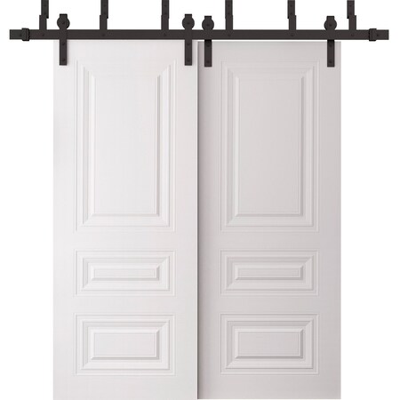 Sartodoors Sliding Closet Barn Bypass Doors 60 x 80 inches, BASIC 9233 White, 6.6ft Rails Hardware Set, Wood BASIC9233BBB-SKIN-60