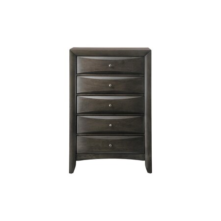 Homeroots 32" Gray Wood Five Drawer Dresser 318720