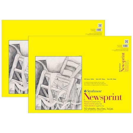 Strathmore 300 Series Newsprint Pad, Tape Binding, 50 Sheet, 18x24 inch, 2PK P307-18-1