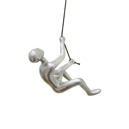 Set of Two Silver Resin Climbing Man Hanging Dimensional Sculpture, 2PK