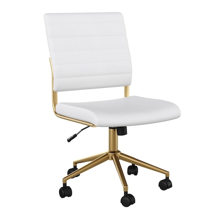 Martha Stewart Ivy Upholstered Office Chair in White/Polished Brass CH-220921-1-WH-GLD-MS
