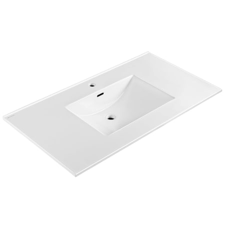 Whitehaus Collection 43 in Countertop Vanity Sink with Integrated Rectangular Bowl, Single Faucet Drilling and Overflow WHCS4322-1H