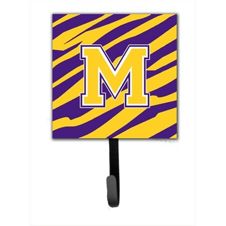 Carolines Treasures Initial M Tiger Stripe - Purple Gold Leash Holder Or Key Hook CJ1022-MSH4