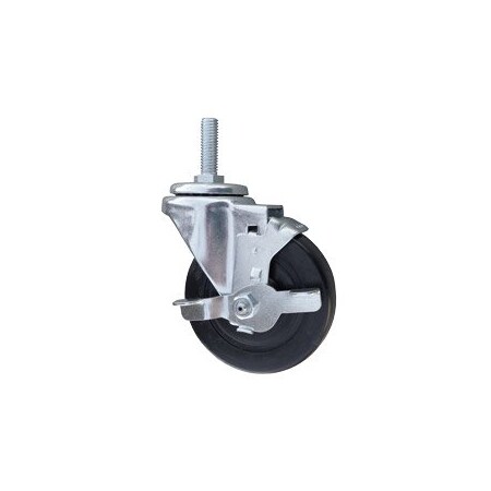 Service Caster 4 Inch Hard Rubber Wheel Swivel 10mm Threaded Stem Caster with Brake SCC SCC-TS20S414-HRS-TLB-M1015
