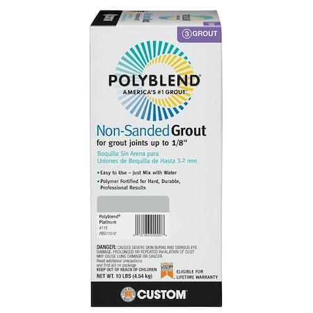 Custom Building Products Polyblend Non-Sanded Grout, Platinum, 289 sq-ft Coverage, 10 lb Box PBG11510