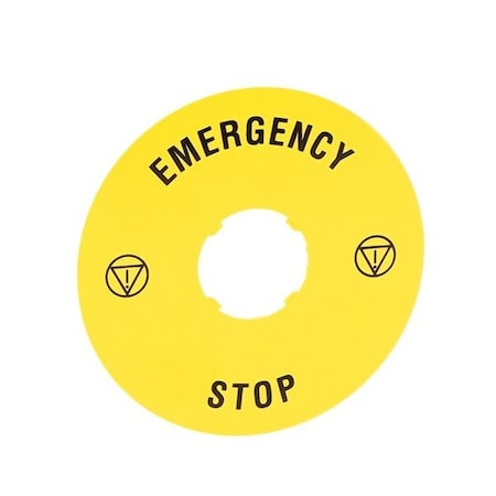 Lovato 90Mm Yellow Pvc Label Emergenc Stop Round Label, 10PK LPXAU113