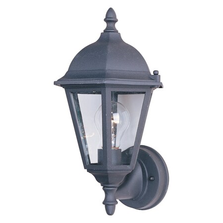 Maxim One Light Black Clear Glass Wall Lantern 1002BK