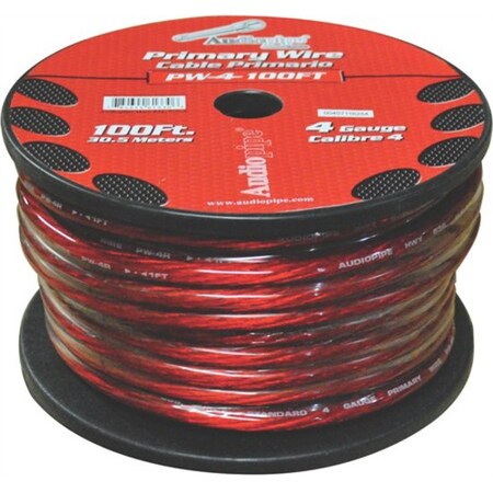 Audiopipe AUDIOP PW4100RD 4 Gauge 100 ft. Power Wire - Red PW4100RD
